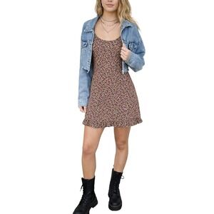 BYER TOO! CALIFORINA Floral Ruffle Hem Slip Dress 90s Y2K Grunge Coquette